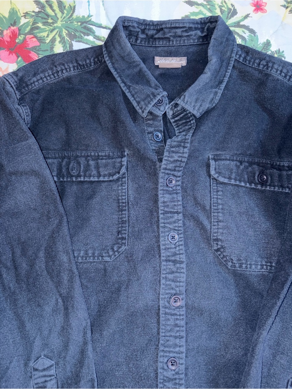 Eddie Bauer Dark Gray Corduroy Button-Up Shirt